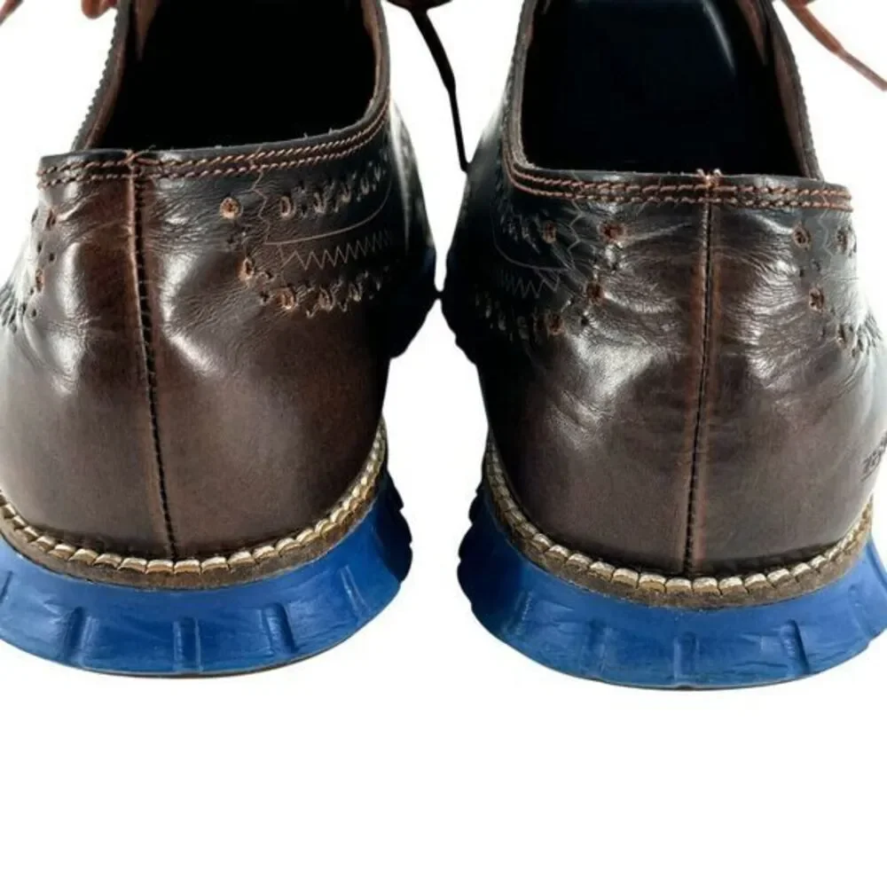 Cole Haan Zerogrand‎ Wingtip Oxford Shoes C26207 Blue Brown Leather Men's 8 M